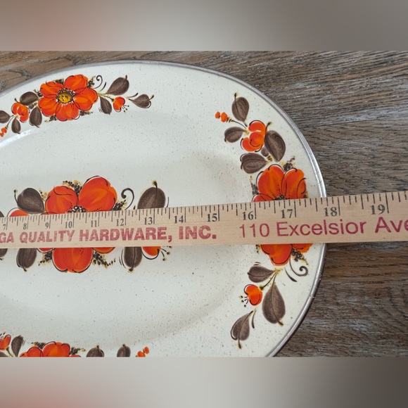 Vintage Retro 70’s Sanko Ware Show-Pans Orange Floral Enameled Tray❤️ - Picture 5 of 11